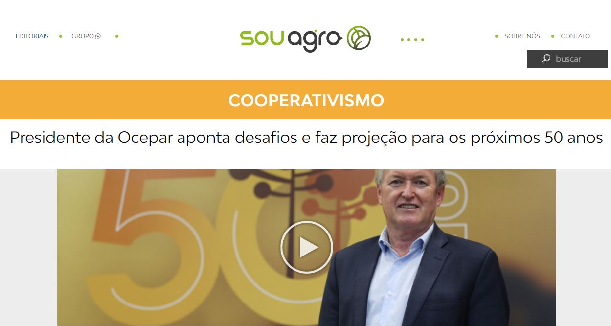 MÍDIA: Em entrevista ao Portal Sou Agro, Ricken fala sobre os desafios da Ocepar e as projeções para os próximos 50 anos