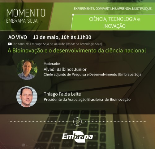 PESQUISA: Bioinovação será tema de evento on-line da Embrapa Soja