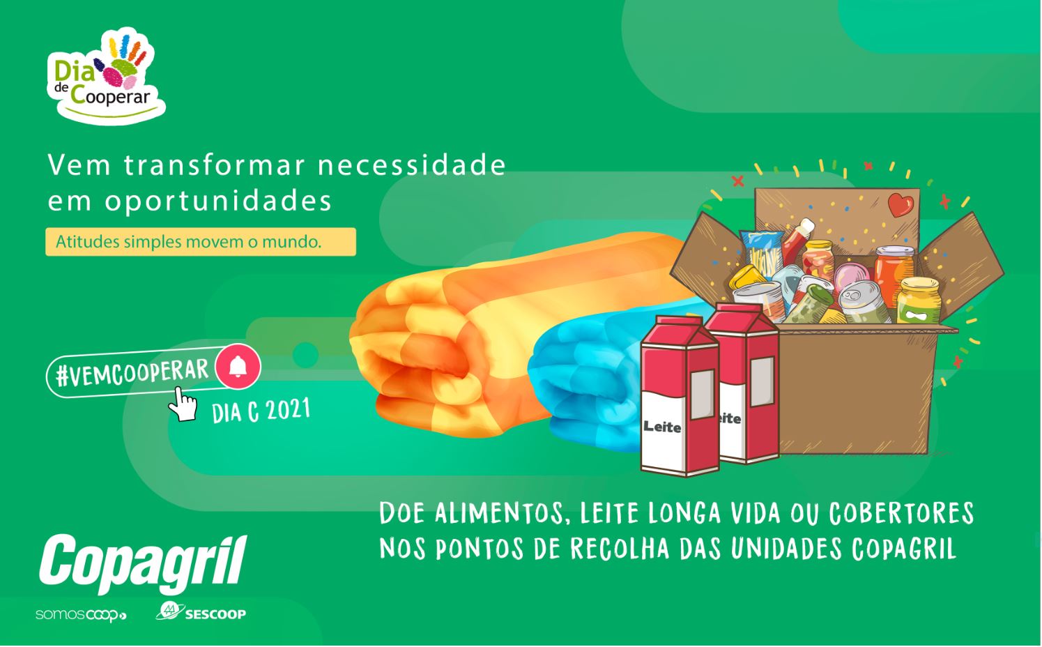 COPAGRIL: Cooperativa arrecadará alimentos, leite e cobertores em ações do Dia C