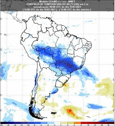 PREVISÃO DO TEMPO Massa de ar frio de origem polar atuará sobre o país nos próximos dias