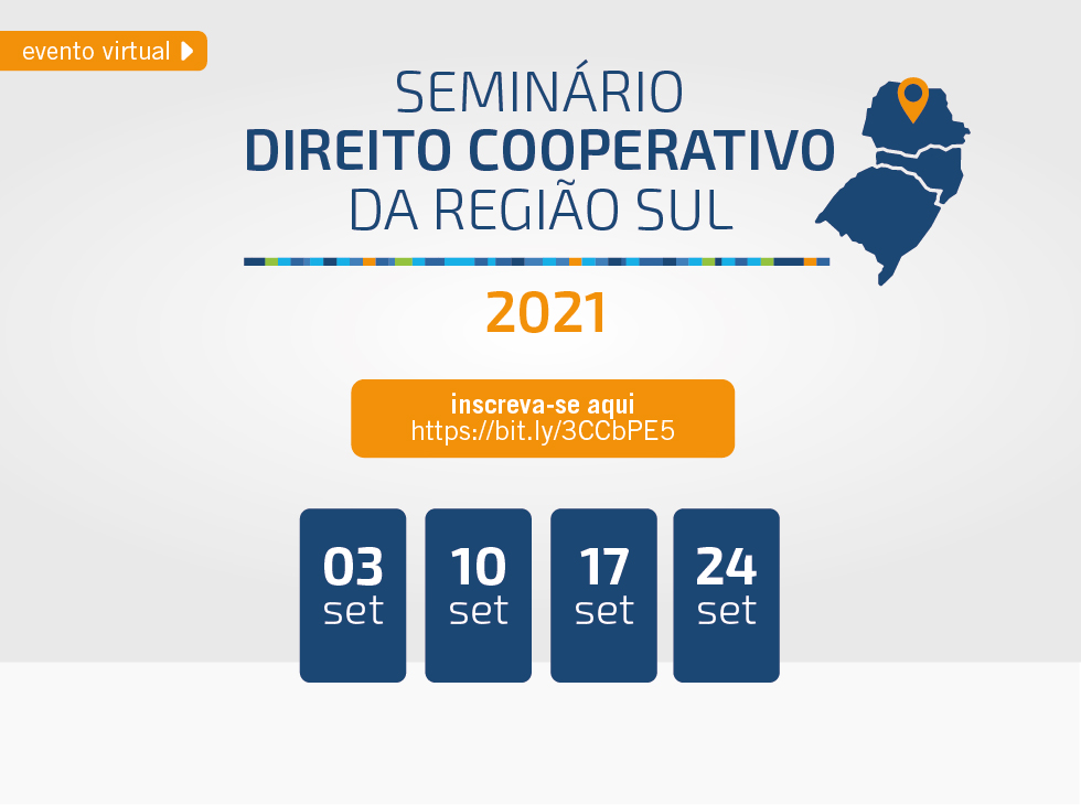 JURÍDICO: Confira os temas dos painéis do Seminário de Direito Cooperativo da Região Sul; as inscrições estão abertas