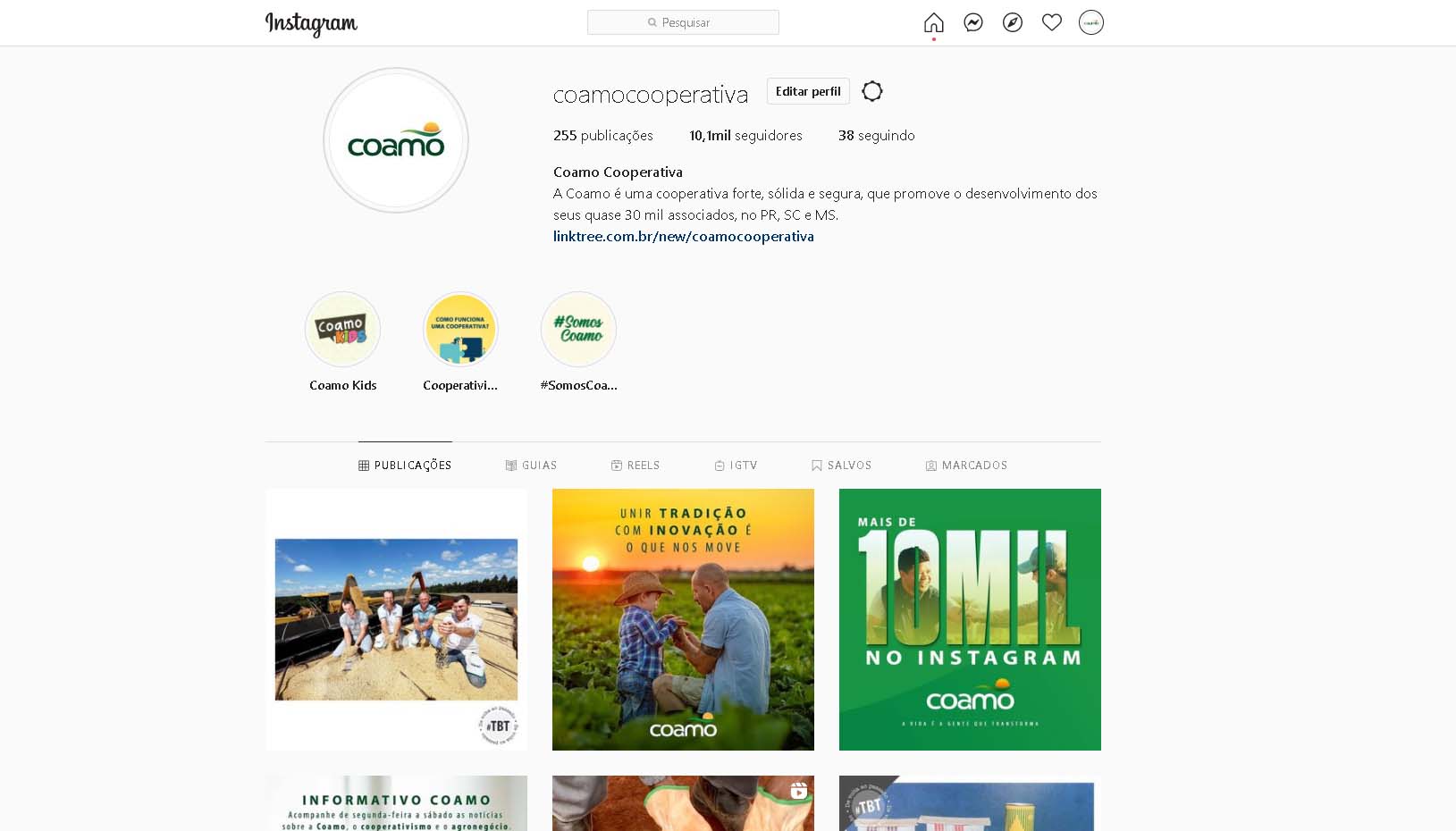 COAMO: Cooperativa nas redes sociais