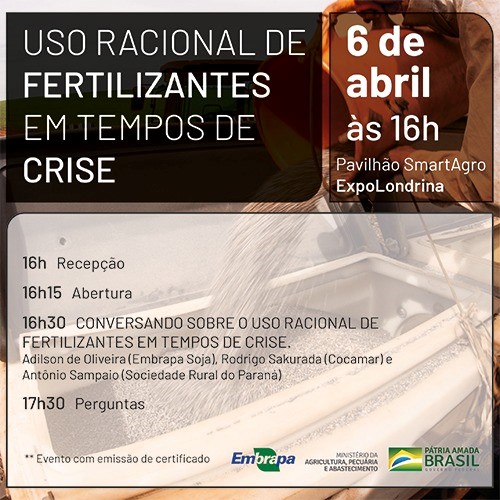 EMBRAPA: Painel debate estratégias de racionalização de fertilizantes na Expolondrina 2022
