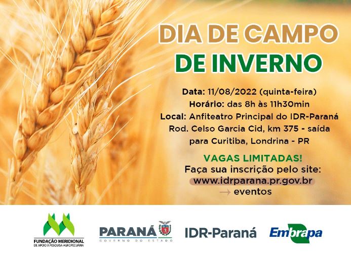 IDR-PARANÁ: Instituto promove dia de campo sobre cereais de inverno em Londrina