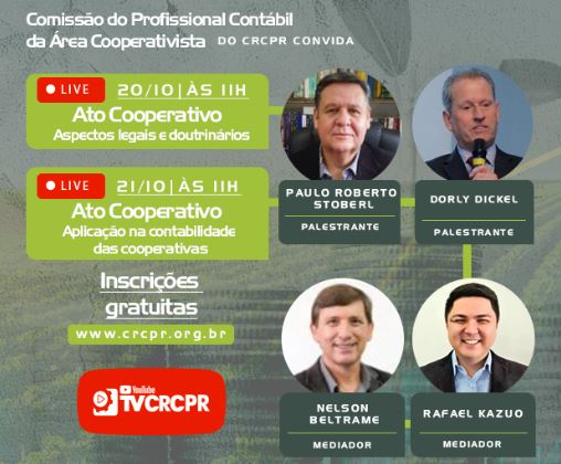 LIVE: Aplicação do ato cooperativo na contabilidade das cooperativas é o tema do evento desta sexta-feira, com transmissão pela TV CRCPR 