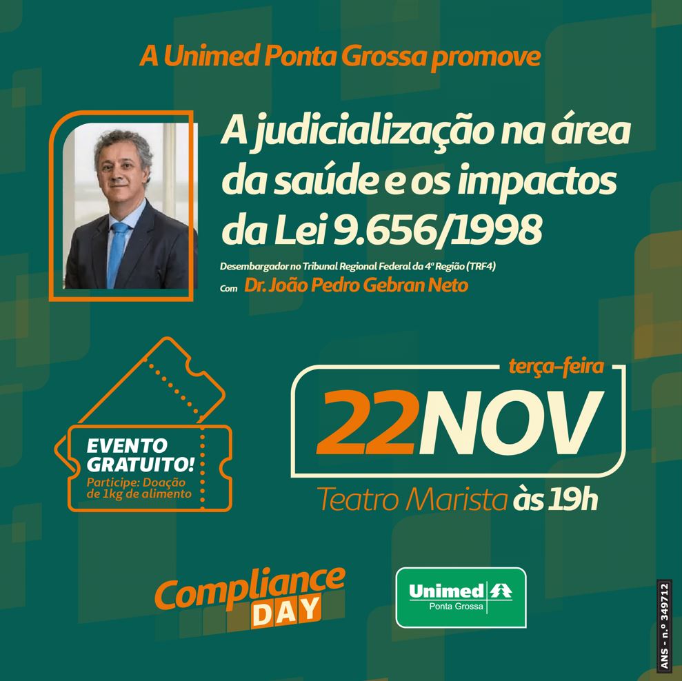 UNIMED PONTA GROSSA: Palestra com o desembargador Gebran Neto acontece nesta terça