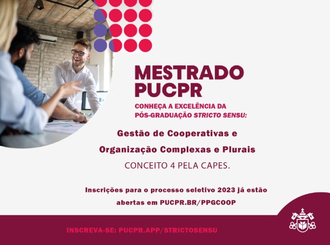 FORMAÇÃO: PUCPR e Sescoop/PR oferecem vagas para Mestrado em Gestão de Cooperativas 
