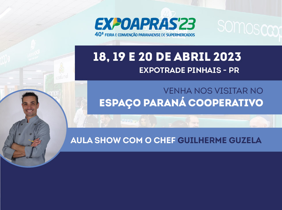 EXPO APRAS: Receitas preparadas pelo chef Guilherme Guzela com produtos das cooperativas estão entre os destaques do Espaço PR Cooperativo