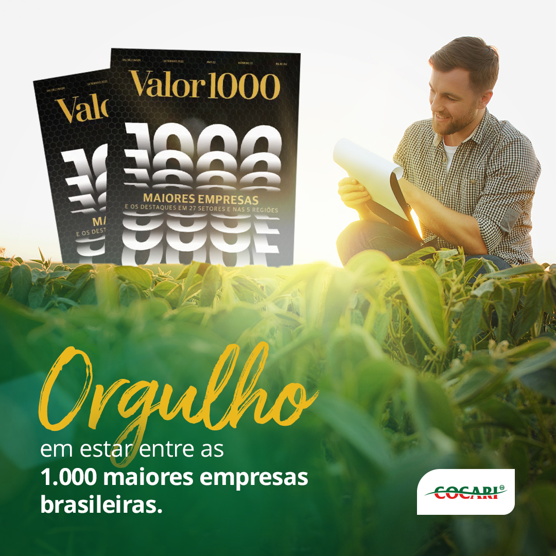 AGRO: Cocari integra ranking das maiores empresas do Brasil, feito pela revista Valor Econômico