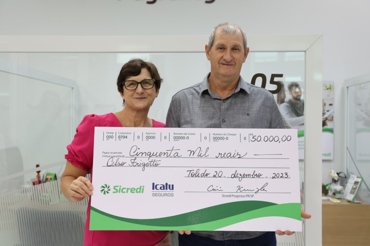 CRÉDITO: Associado Sicredi recebe prêmio de R$ 50 mil em sorteio do seguro de vida