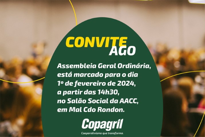 AGRO: Copagril realizará pré-assembleias em janeiro e AGO em fevereiro