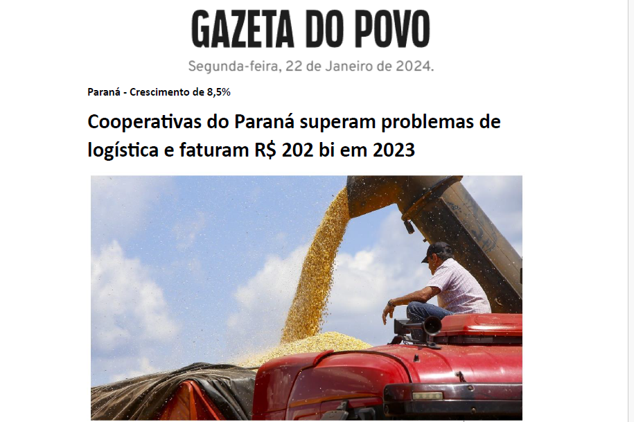 MÍDIA:  Desempenho das cooperativas do Paraná é tema de reportagem da Gazeta do Povo