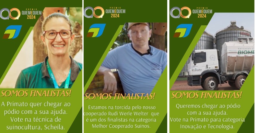 AGRO: Primato é finalista em 3 categorias no Prêmio Quem é Quem