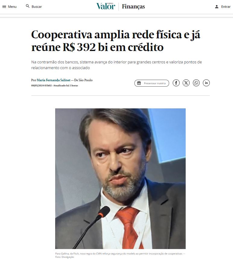 DESTAQUE NA IMPRENSA:  Evolução do cooperativismo de crédito é tema de reportagem no Valor Econômico