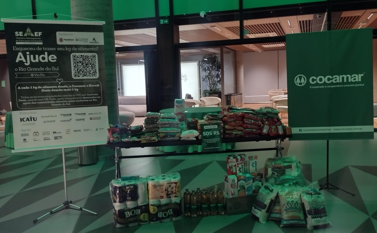 SOLIDARIEDADE: Cocamar e Sicredi Dexis dobram volume de alimentos arrecadados em prol do RS