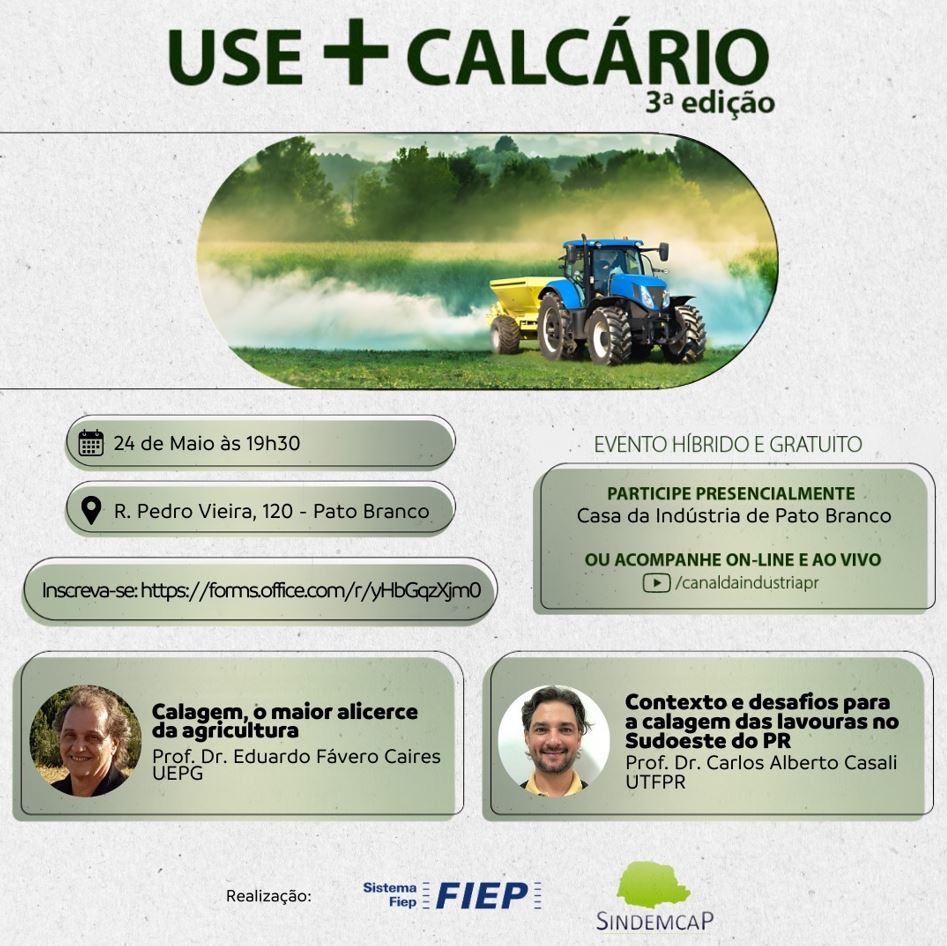 CALAGEM: 3ª edição do evento Use+Calcário vai debater produção e sustentabilidade, no dia 24 de maio