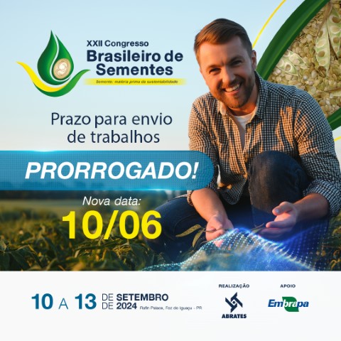 ABRATES: CBSementes prorroga prazo para submissão de trabalhos até 10 de junho