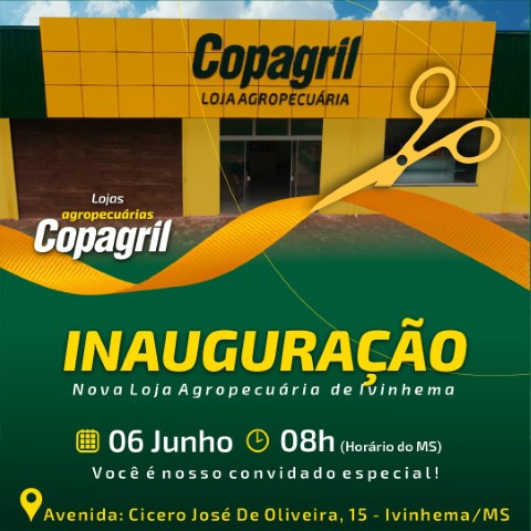 AGRO: Copagril vai inaugurar a mais uma Loja Agropecuária no Mato Grosso do Sul