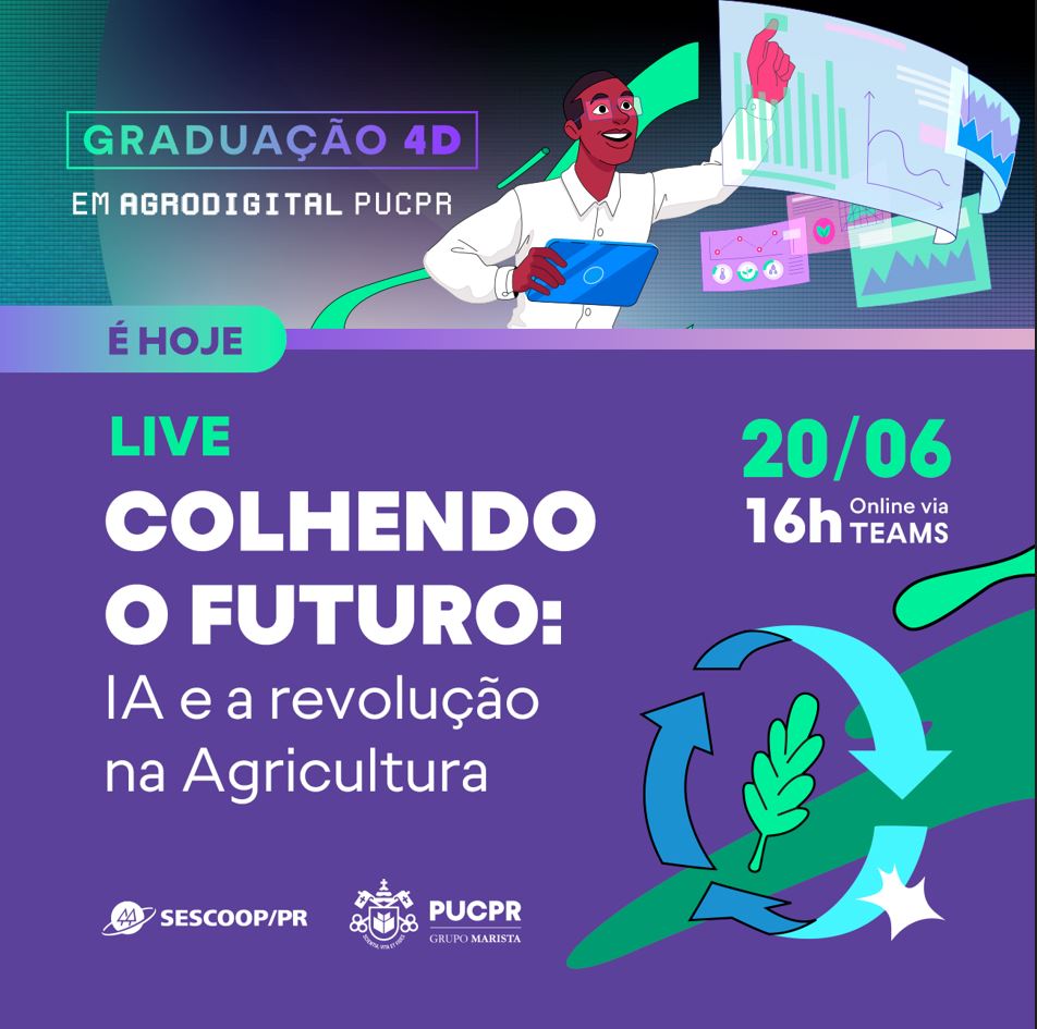 FORMAÇÃO: Live nesta quinta-feira terá palestra sobre IA e a revolução na agricultura e informações sobre a graduação 4D em Agrodigital 